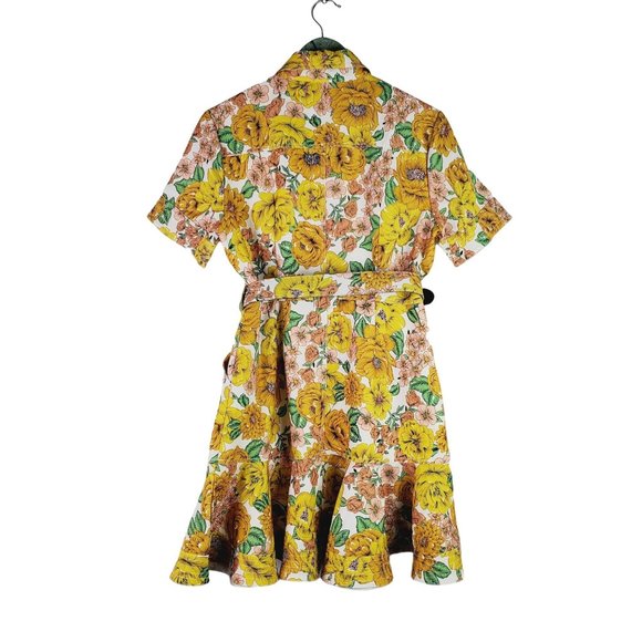 La' Ros Poppy Belted Peplum Mini Pocket Button-up Collared Dress, Sz S - Picture 2 of 12